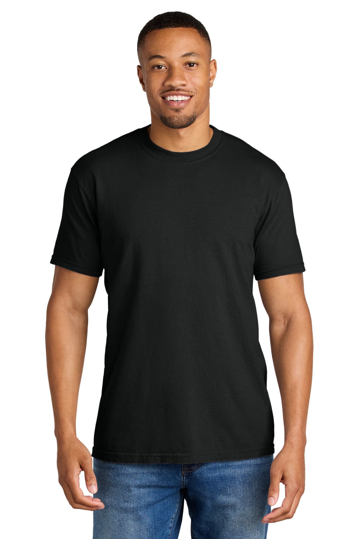 Comfort Colors 1717 Heavyweight Tee blank in black — front — sold by the case at Mabuhay Designs Jacksonville NC