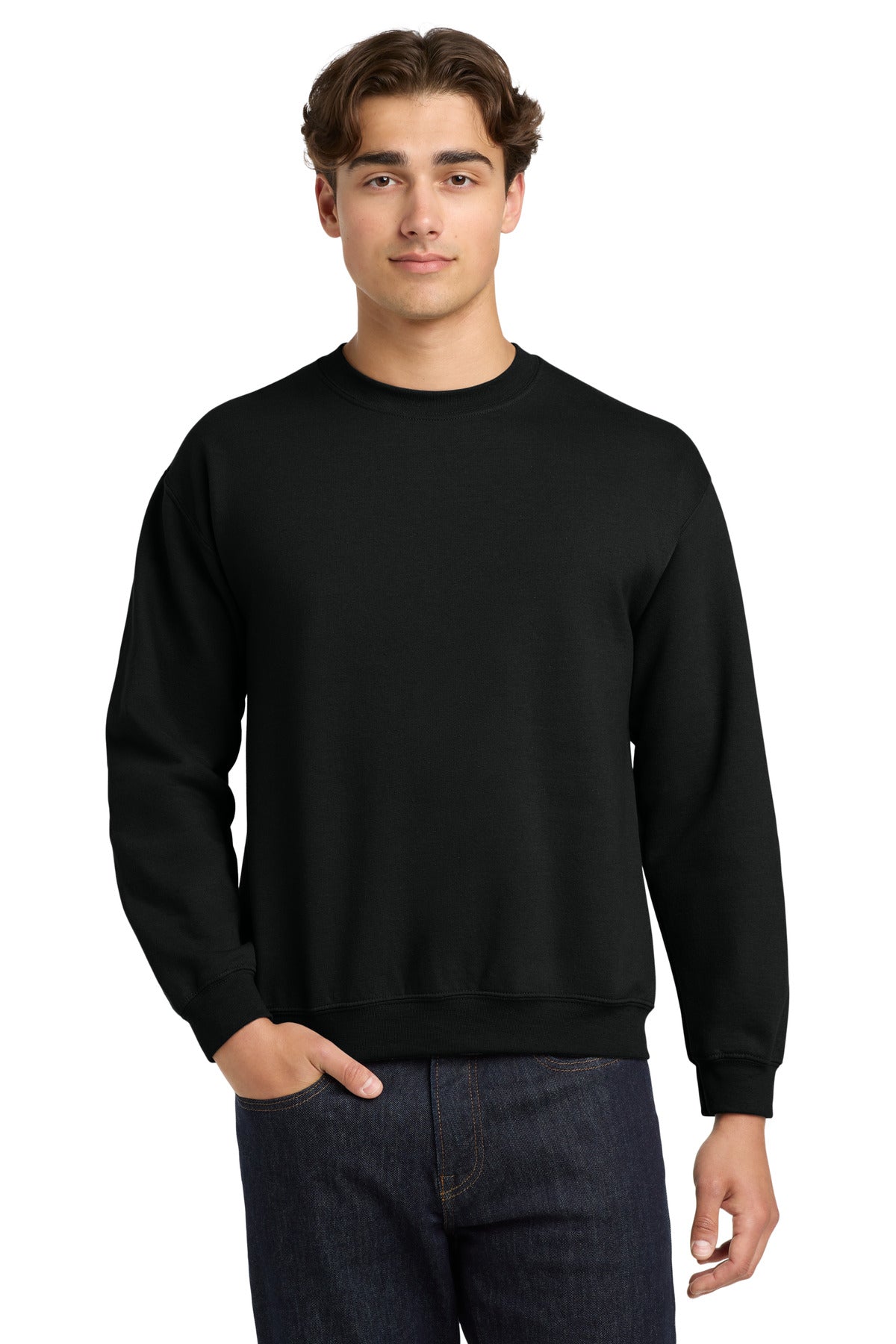 Gildan Heavy Blend Crewneck blank in black — front — sold by the case at Mabuhay Designs Jacksonville NC