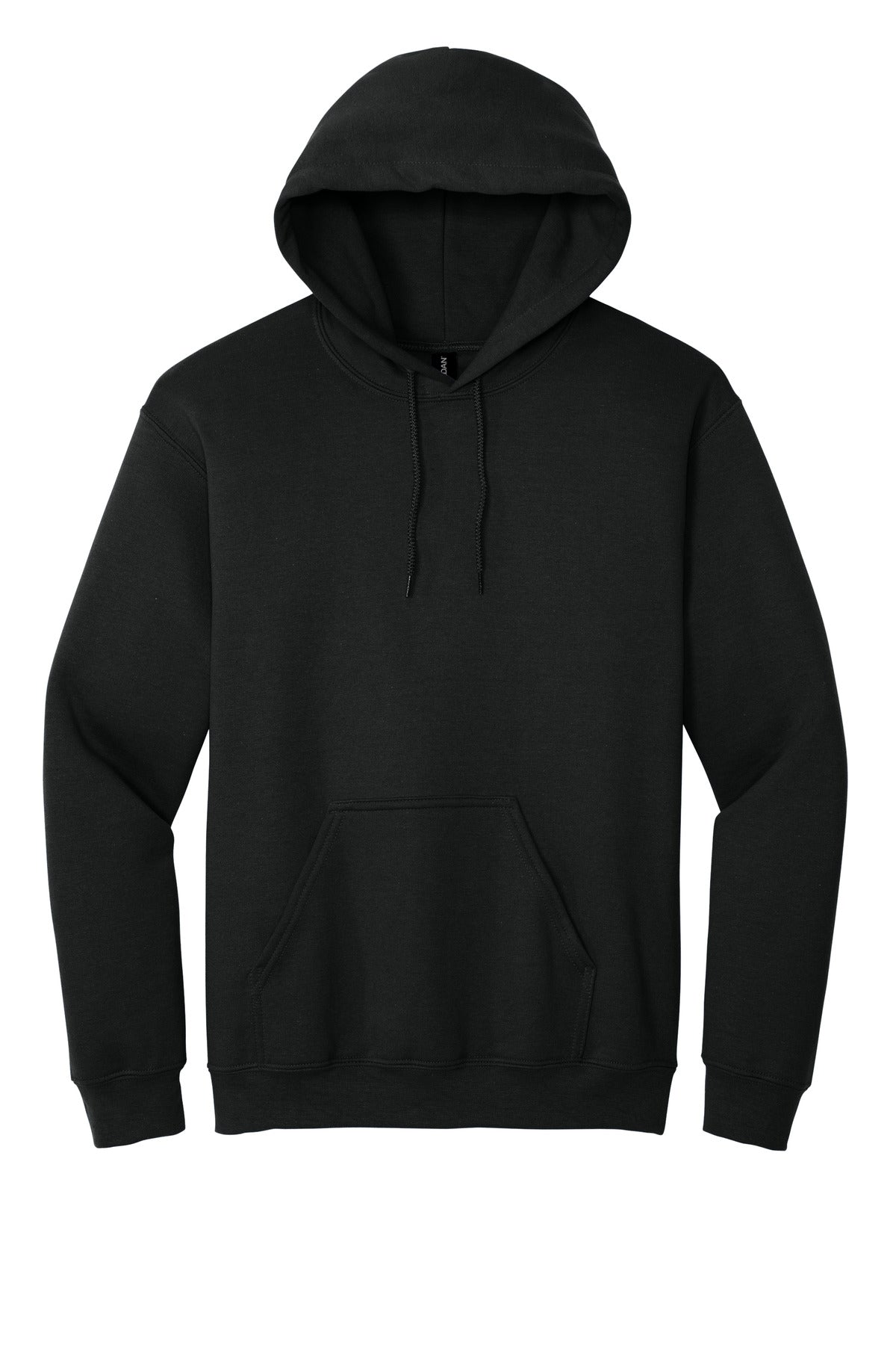 Gildan Heavy Blend Hoodie blank in black — flat front — sold by the case at Mabuhay Designs Jacksonville NC