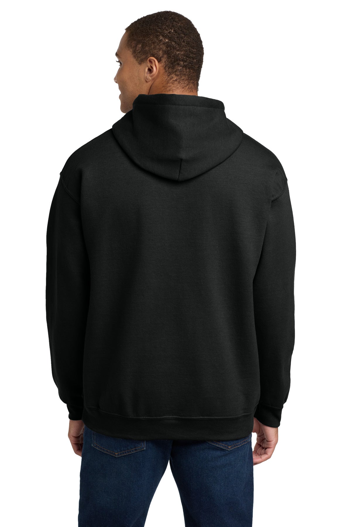 Gildan Heavy Blend Hoodie blank in black — back — sold by the case at Mabuhay Designs Jacksonville NC