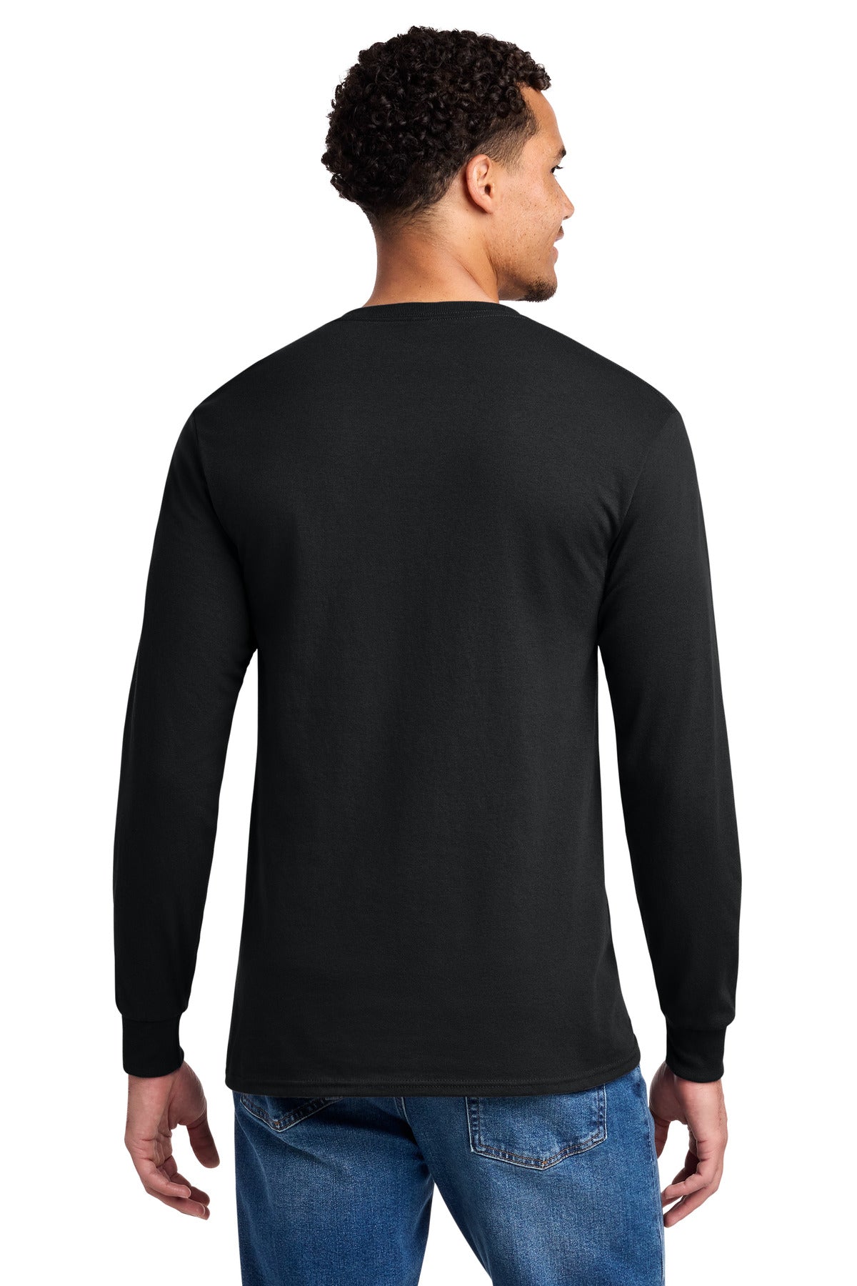 Jerzees Dri-Power 50/50 Long Sleeve blank in black — back — sold by the case at Mabuhay Designs Jacksonville NC