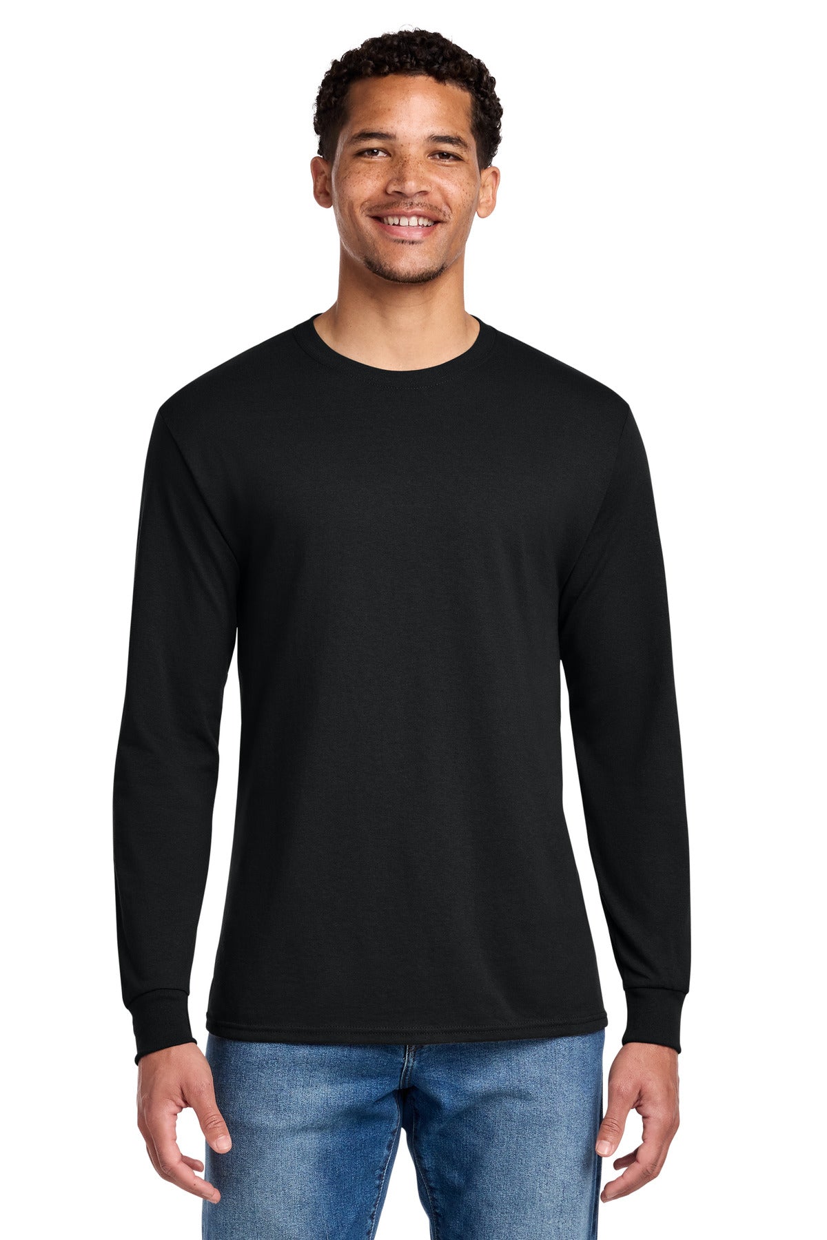 Jerzees Dri-Power 50/50 Long Sleeve blank in black — front — sold by the case at Mabuhay Designs Jacksonville NC
