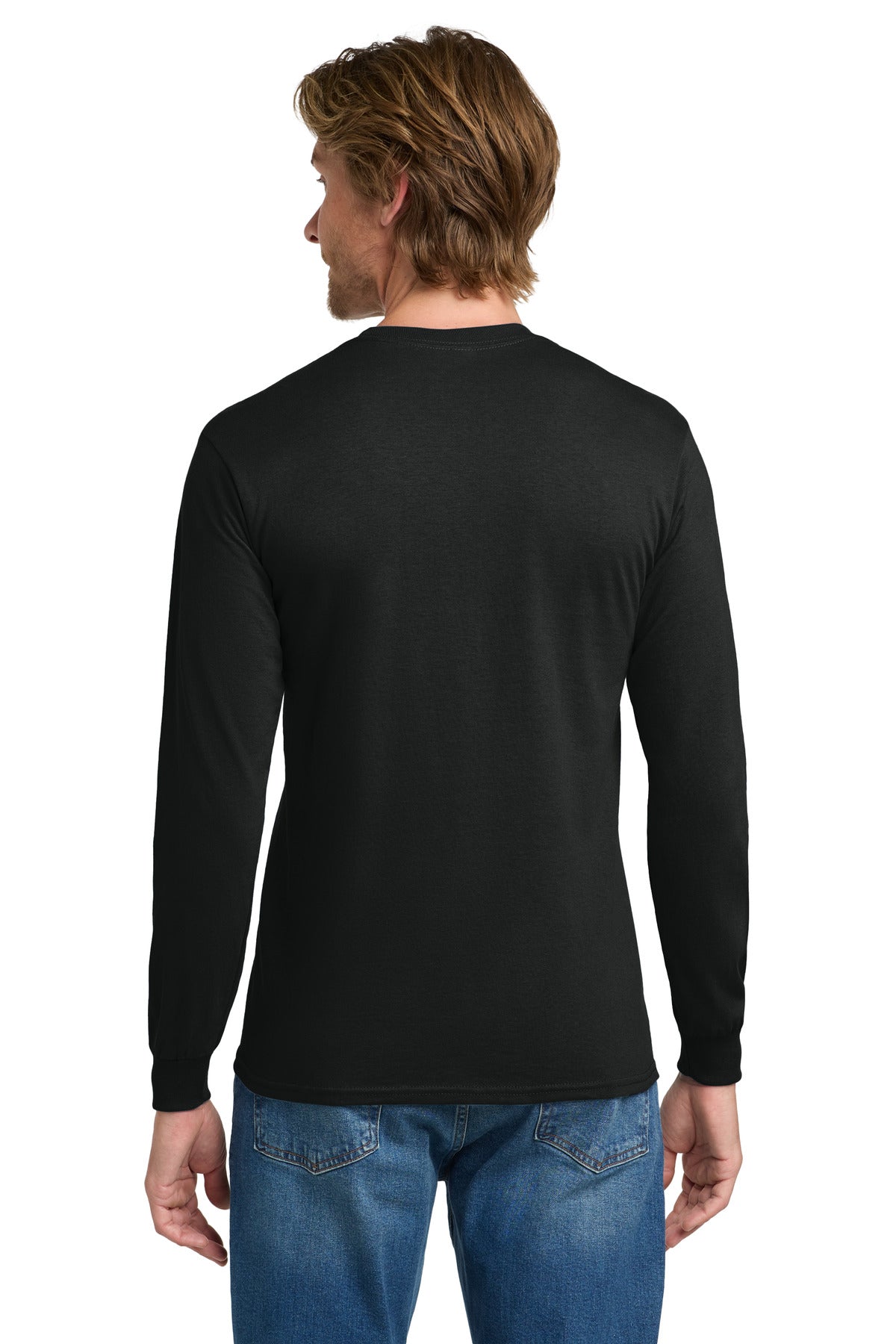 Gildan Heavy Cotton Long Sleeve blank in black — back — sold by the case at Mabuhay Designs Jacksonville NC