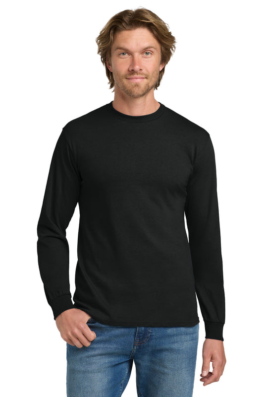 Gildan Heavy Cotton Long Sleeve blank in black — front — sold by the case at Mabuhay Designs Jacksonville NC
