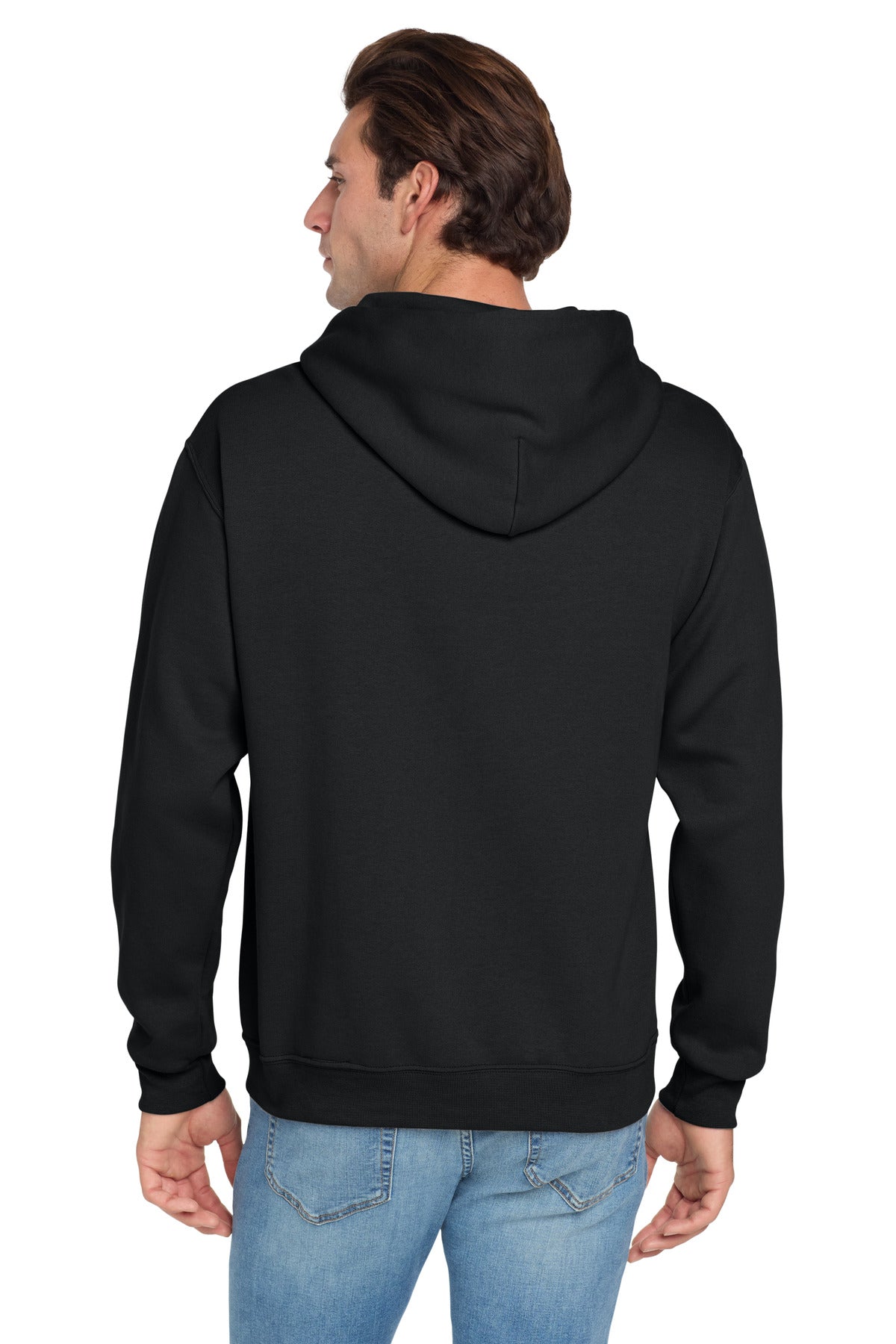Jerzees 996M NuBlend Pullover blank in black — back — sold by the case at Mabuhay Designs, Jacksonville NC
