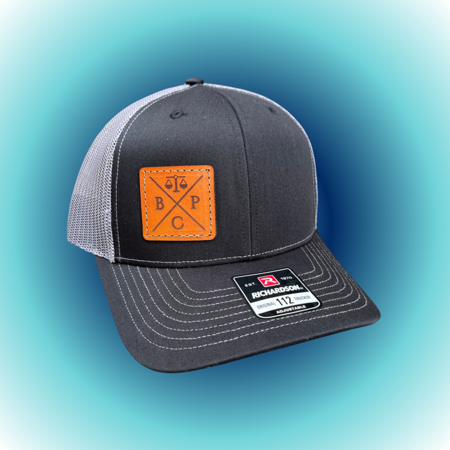 Laser engraved leatherette patch hats - custom embroidered caps - Mabuhay Designs Jacksonville NC