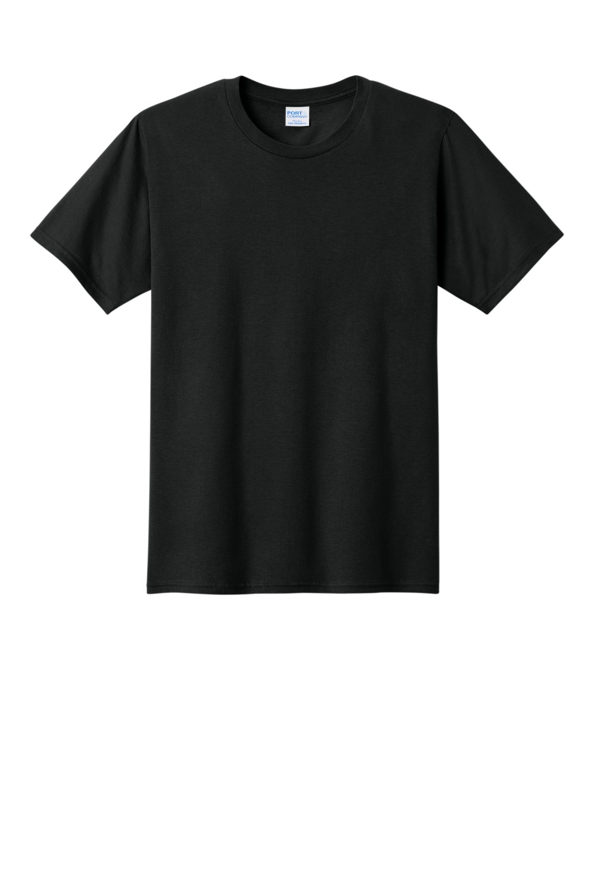 Port & Company Fan Favorite Tee blank in jet black — flat front — sold by the case at Mabuhay Designs Jacksonville NC