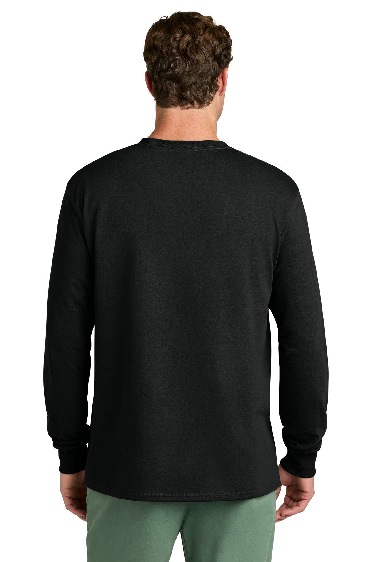 Port & Company Core Cotton Long Sleeve blank in jet black — back — sold by the case at Mabuhay Designs Jacksonville NC