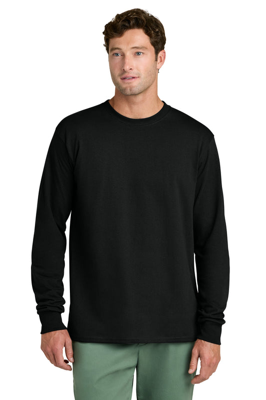 Port & Company Core Cotton Long Sleeve blank in jet black — front — sold by the case at Mabuhay Designs Jacksonville NC