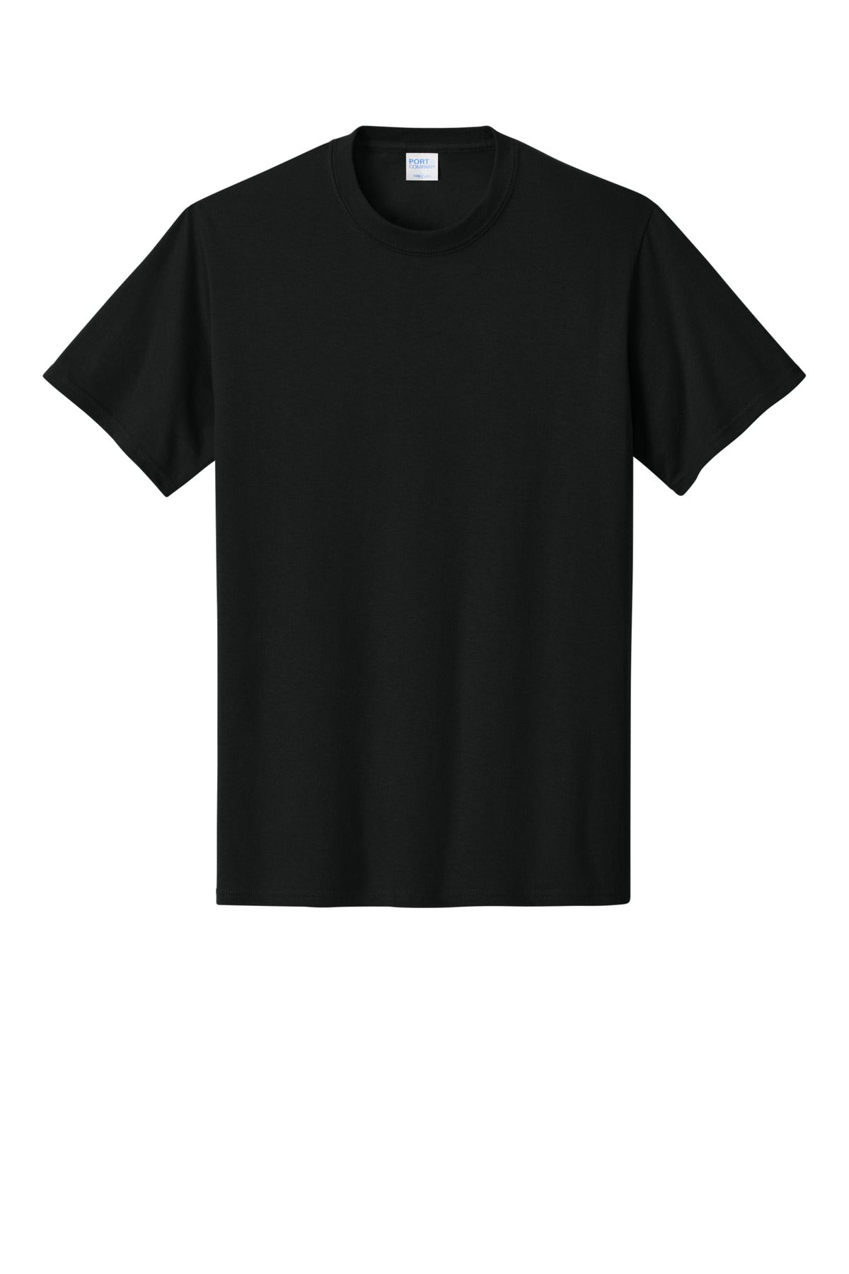 Port & Company Core Cotton Tee blank in jet black — flat front — sold by the case at Mabuhay Designs Jacksonville NC