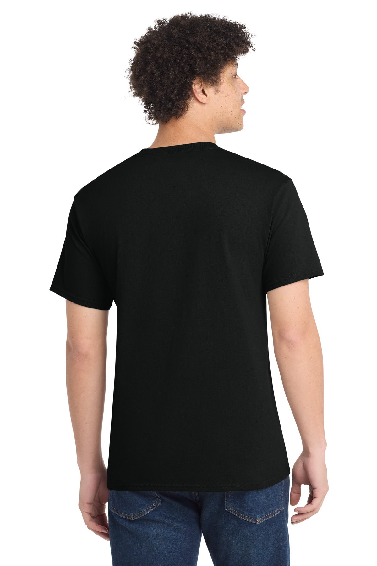 Port & Company Core Cotton Tee blank in jet black — back — sold by the case at Mabuhay Designs Jacksonville NC