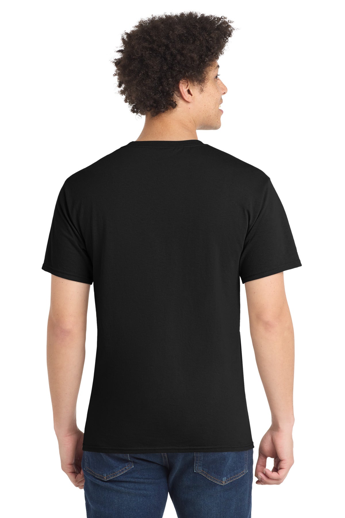 Port & Company Core Blend Tee blank in jet black — back — sold by the case at Mabuhay Designs Jacksonville NC