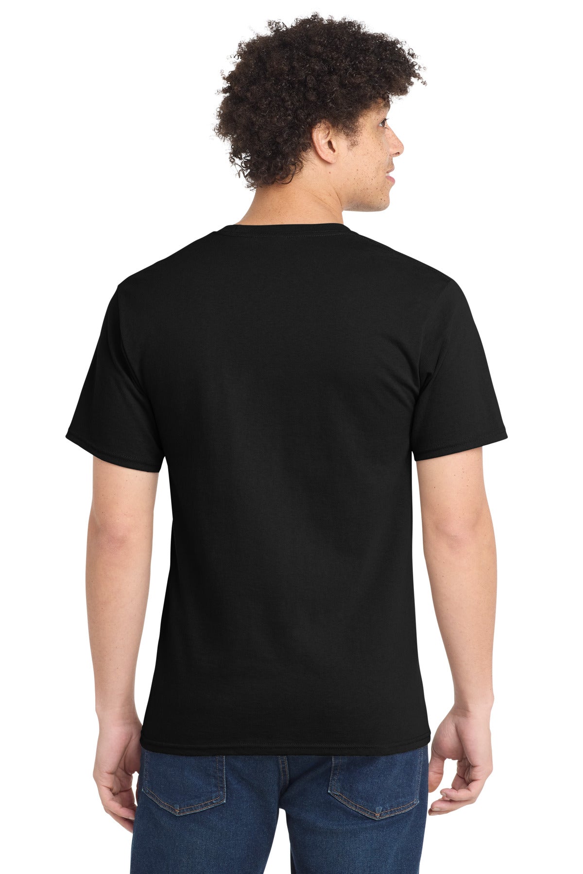 Port & Company Essential Tee blank in jet black — back — sold by the case at Mabuhay Designs Jacksonville NC